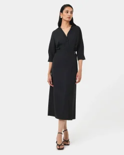 Forcast Betty Wrap Tie Dress Black Discount