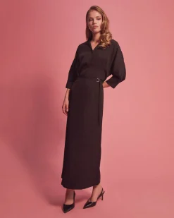 Forcast Betty Wrap Tie Dress Black Discount