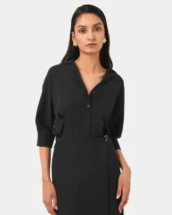 Forcast Betty Wrap Tie Dress Black Discount