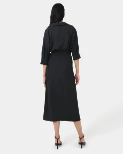 Forcast Betty Wrap Tie Dress Black Discount
