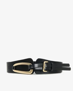 Forcast Biface Leather Belt Black New