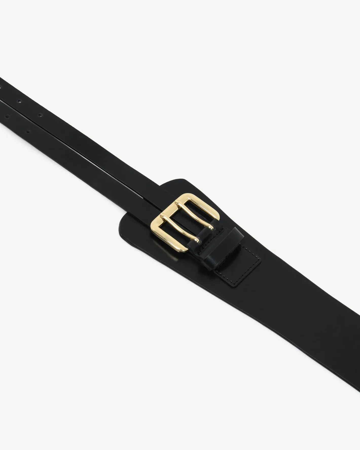 Forcast Biface Leather Belt Black New