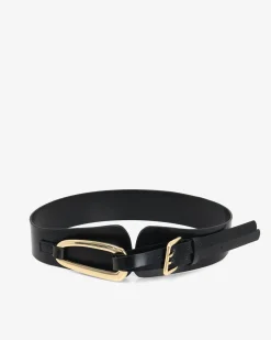 Forcast Biface Leather Belt Black New