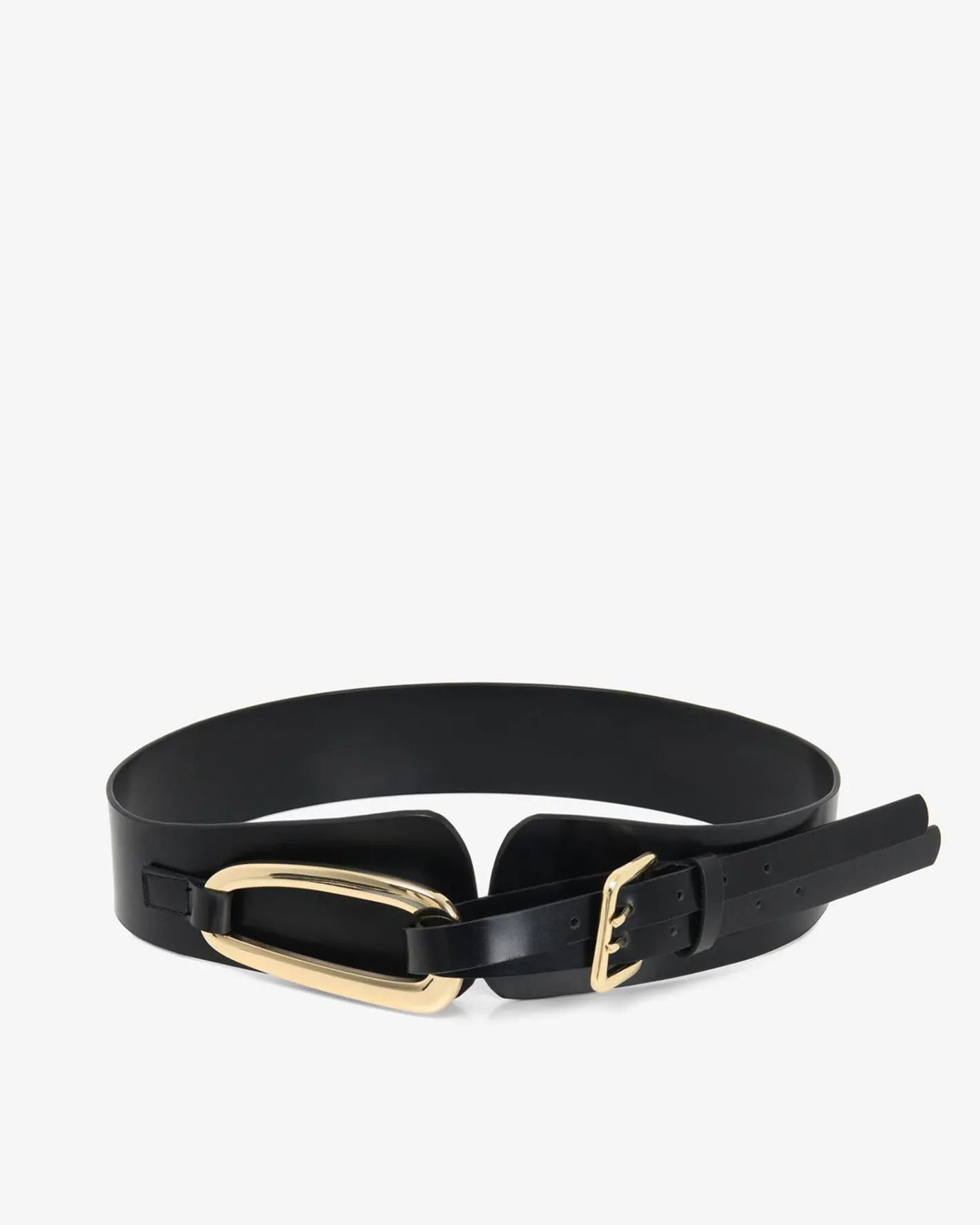 Forcast Biface Leather Belt Black New