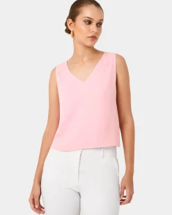 Forcast Blair V-neck Crop Top Pink Clearance