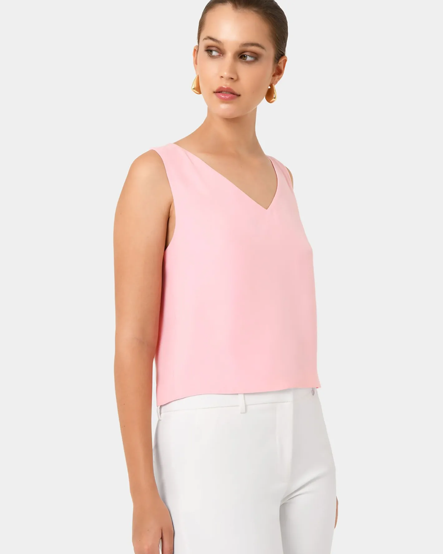 Forcast Blair V-neck Crop Top Pink Clearance