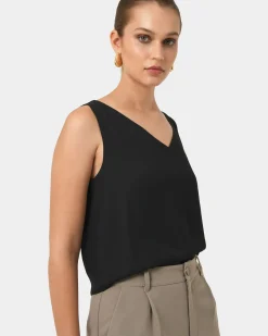 Forcast Blair V-neck Crop Top Black