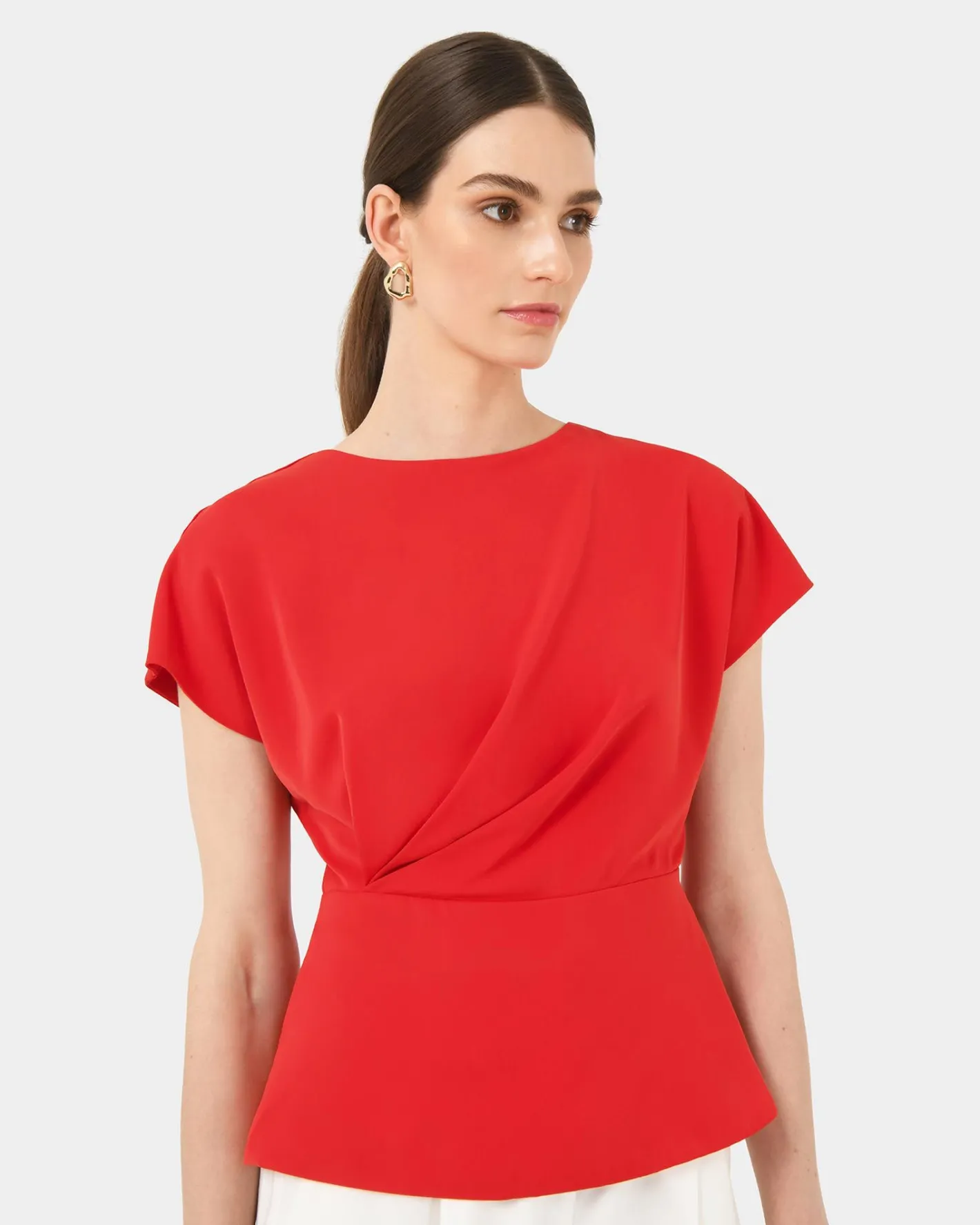 Forcast Bonnie Gathe Peplum Top Red Online