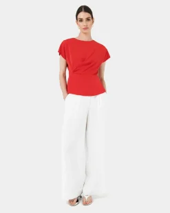 Forcast Bonnie Gathe Peplum Top Red Online