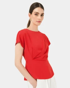Forcast Bonnie Gathe Peplum Top Red Online