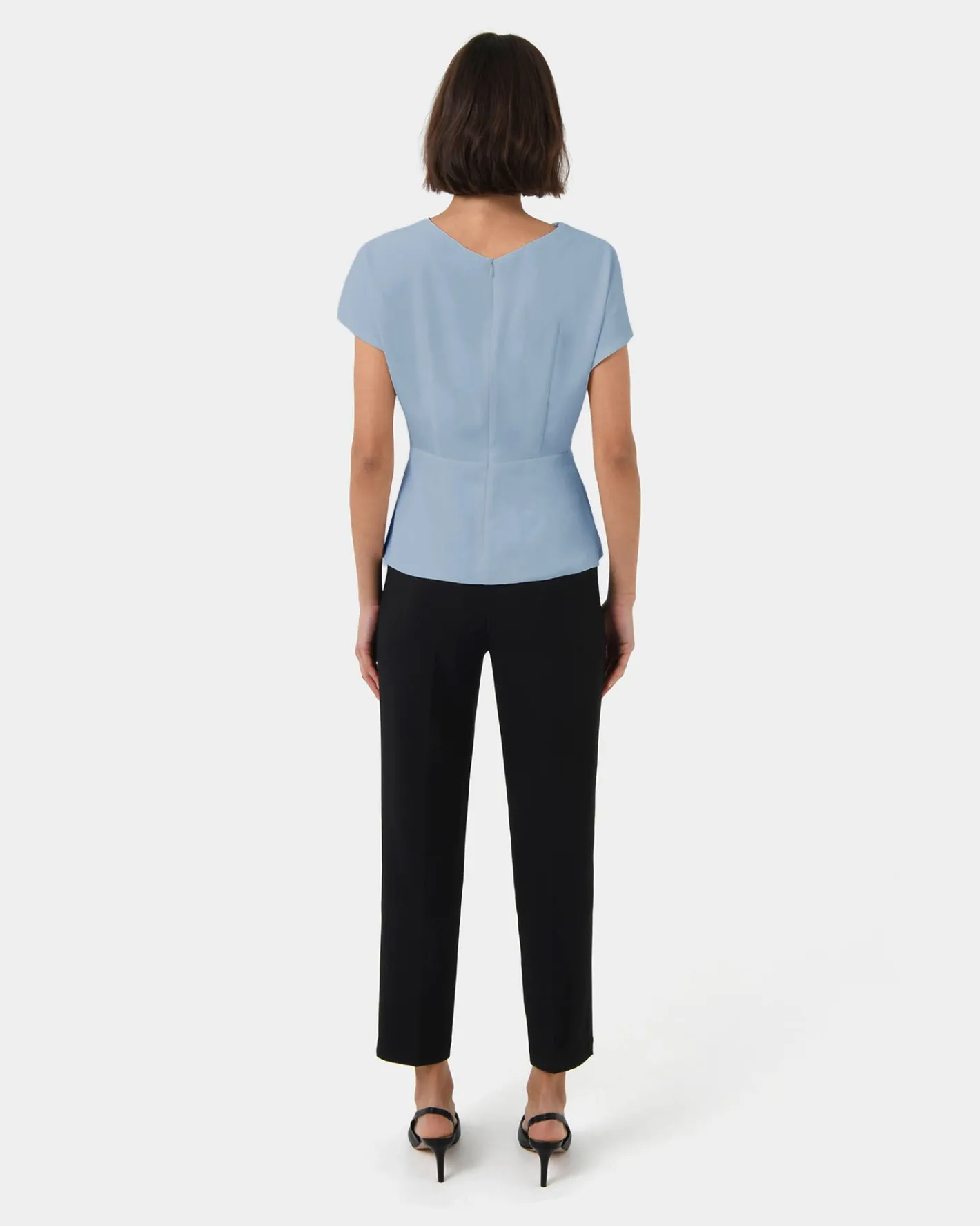 Forcast Bonnie Gathered Peplum Top Dusk Blue Discount