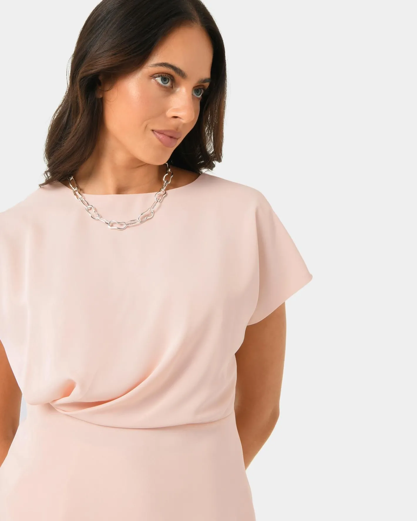 Forcast Bonnie Gathered Peplum Top Pastel Pink Hot