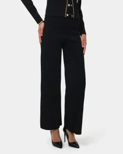 Forcast Brianna Wide Leg Knit Pants Black New