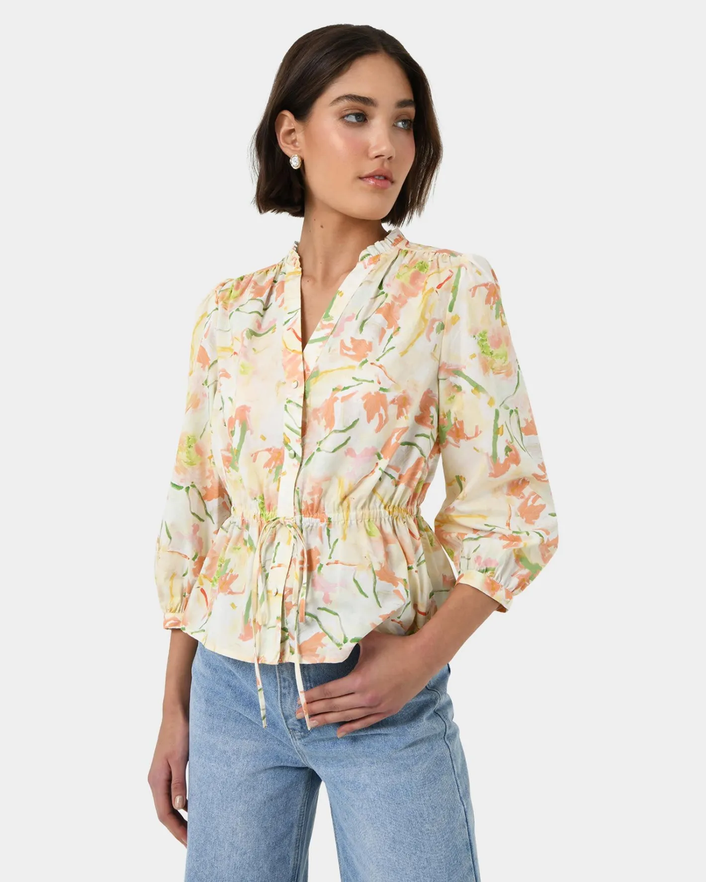 Forcast Brielle Floral Blouse Spring Floral Outlet