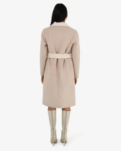 Forcast Camille Wool Tie Coat Oat Marle Discount