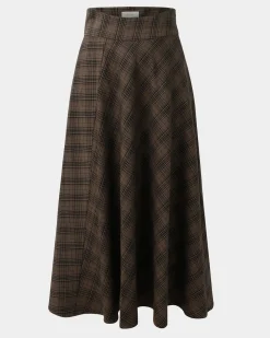 Forcast Candice Bias Check Skirt Brown Checks Discount