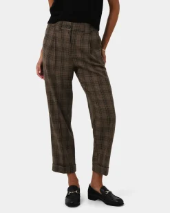 Forcast Candice Straight Leg Pants Brown Checks Online