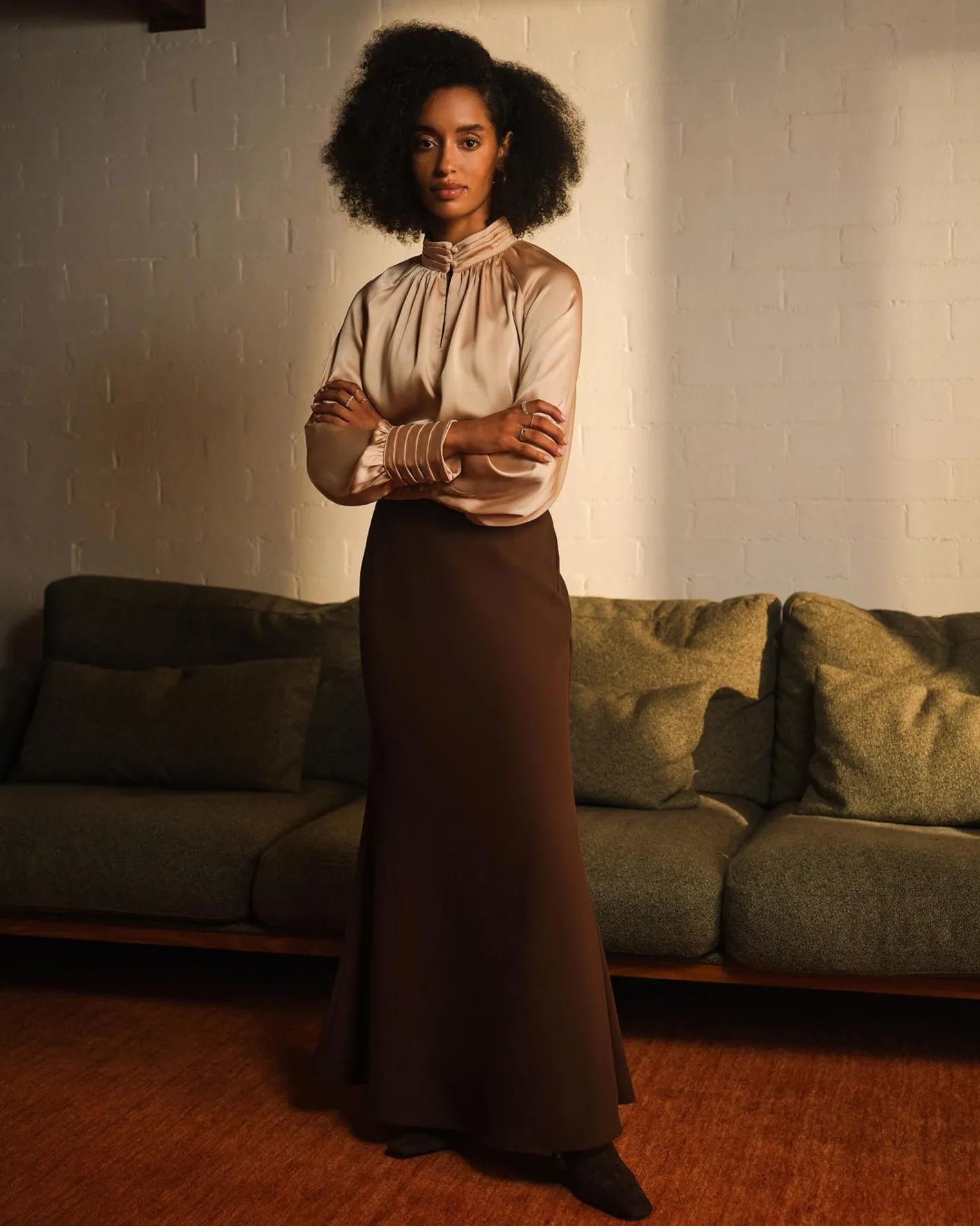 Forcast Caris Flared Maxi Skirt Chocolate Discount