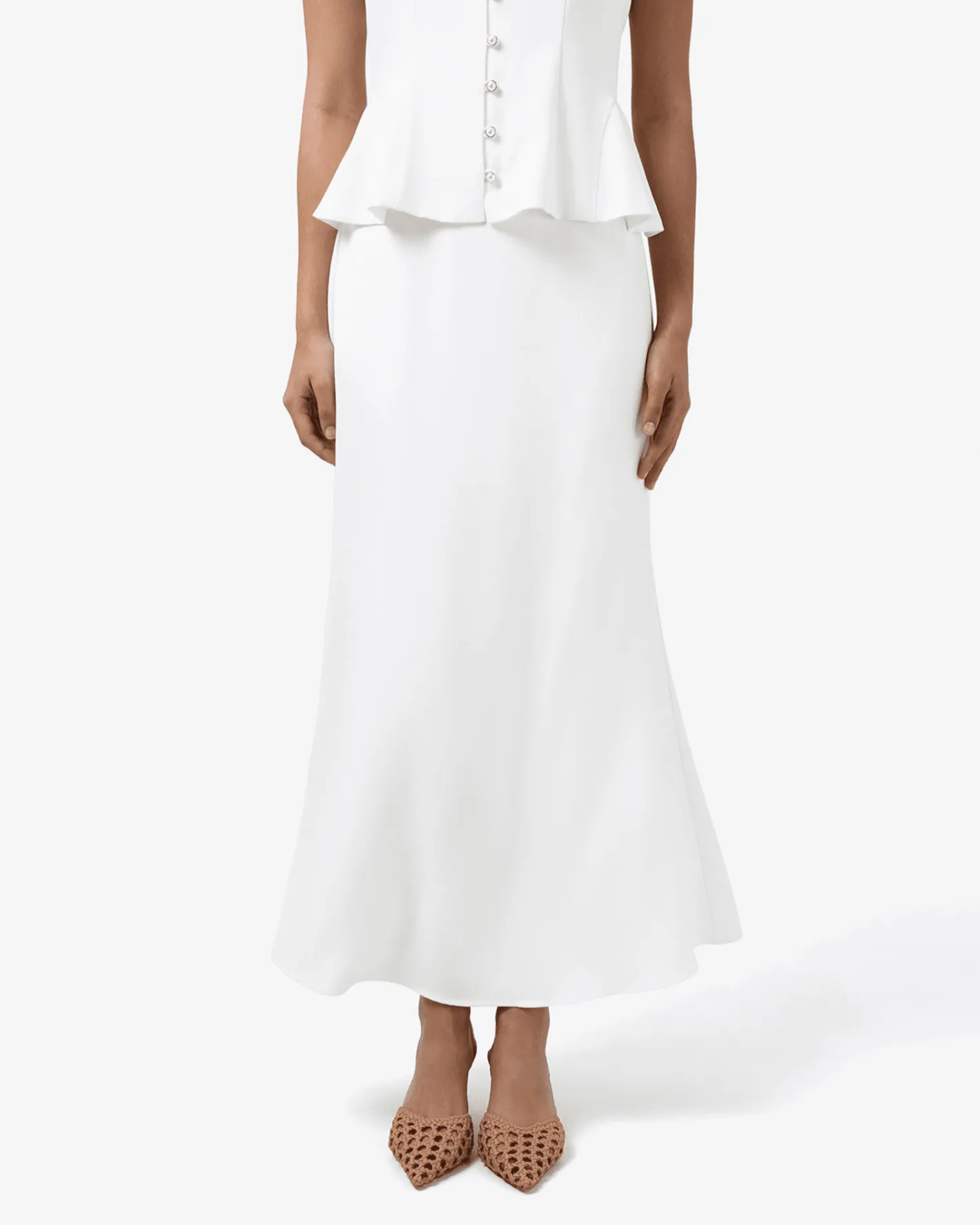 Forcast Carissa Flared Maxi Skirt White Online