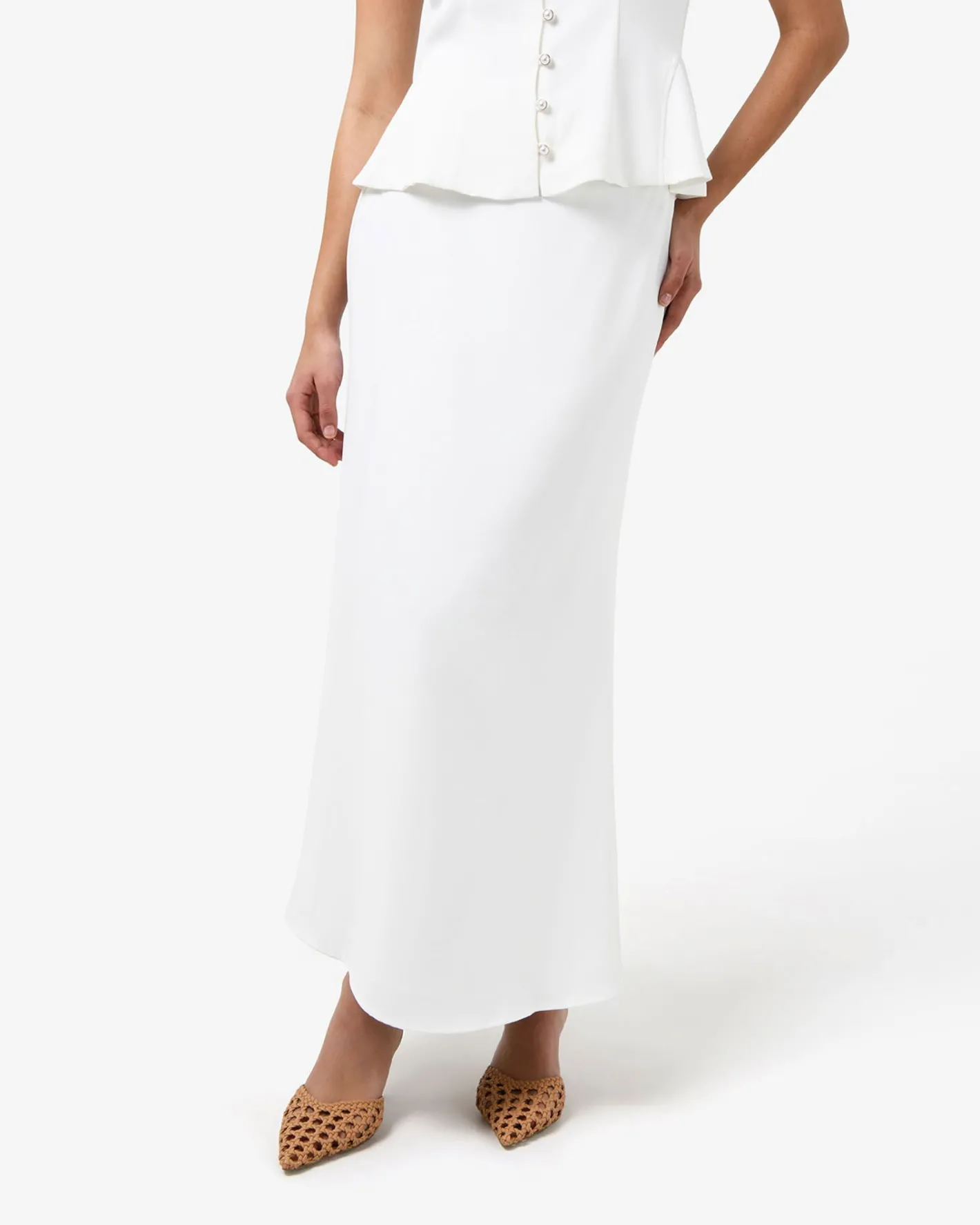 Forcast Carissa Flared Maxi Skirt White Online