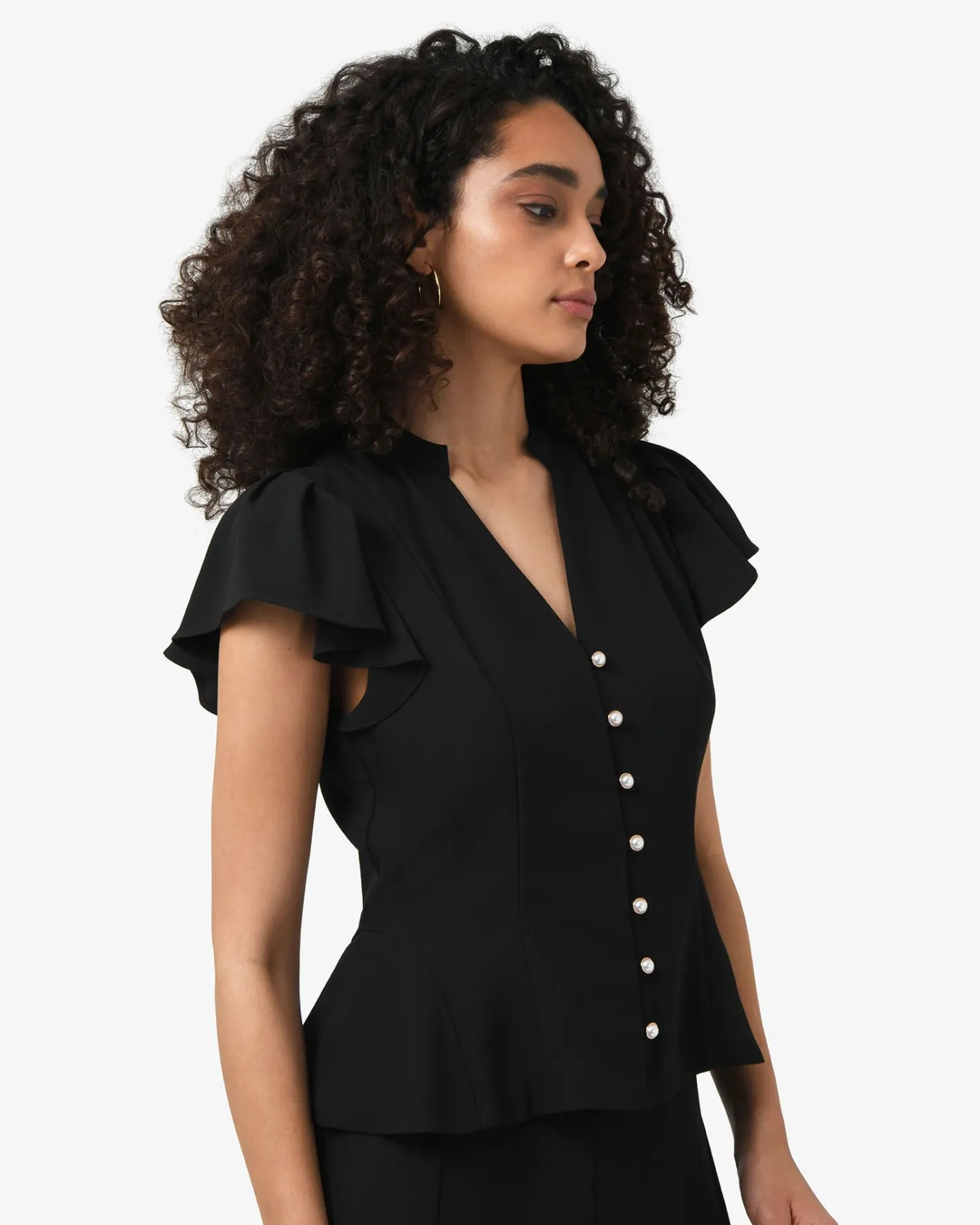 Forcast Carissa Gathered Sleeve Top Black Hot