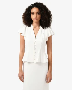 Forcast Carissa Gathered Sleeve Top White Outlet