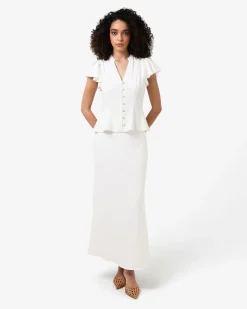 Forcast Carissa Gathered Sleeve Top White Outlet