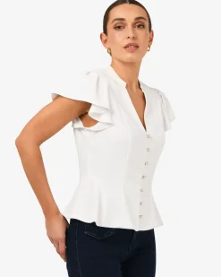 Forcast Carissa Gathered Sleeve Top White Outlet