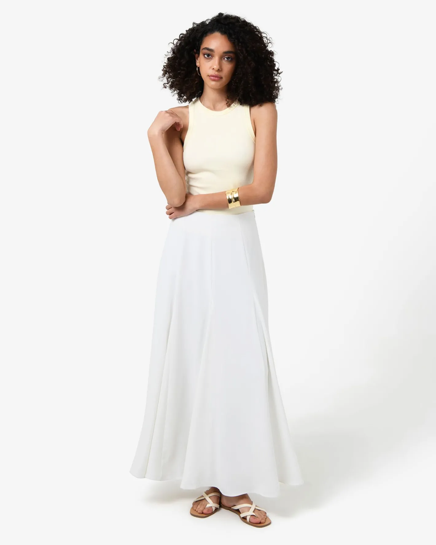 Forcast Carissa Godet Skirt White Clearance