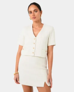 Forcast Carmen Tweed A-line Skirt Ivory Best