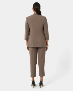 Forcast Carter 2 Collarless Blazer Sepia