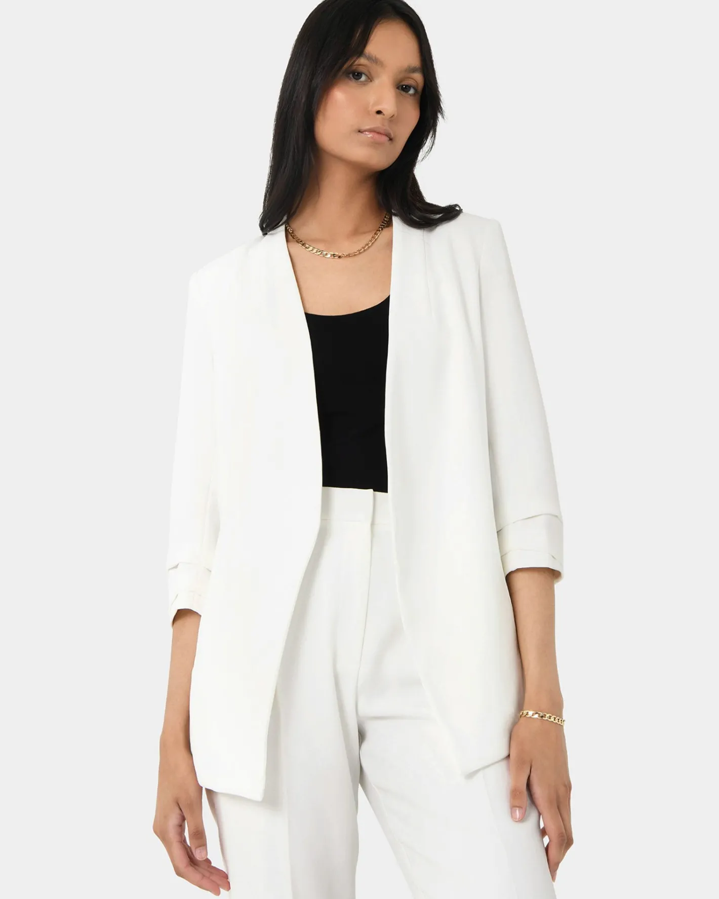 Forcast Carter 2 Collarless Blazer Ivory Discount