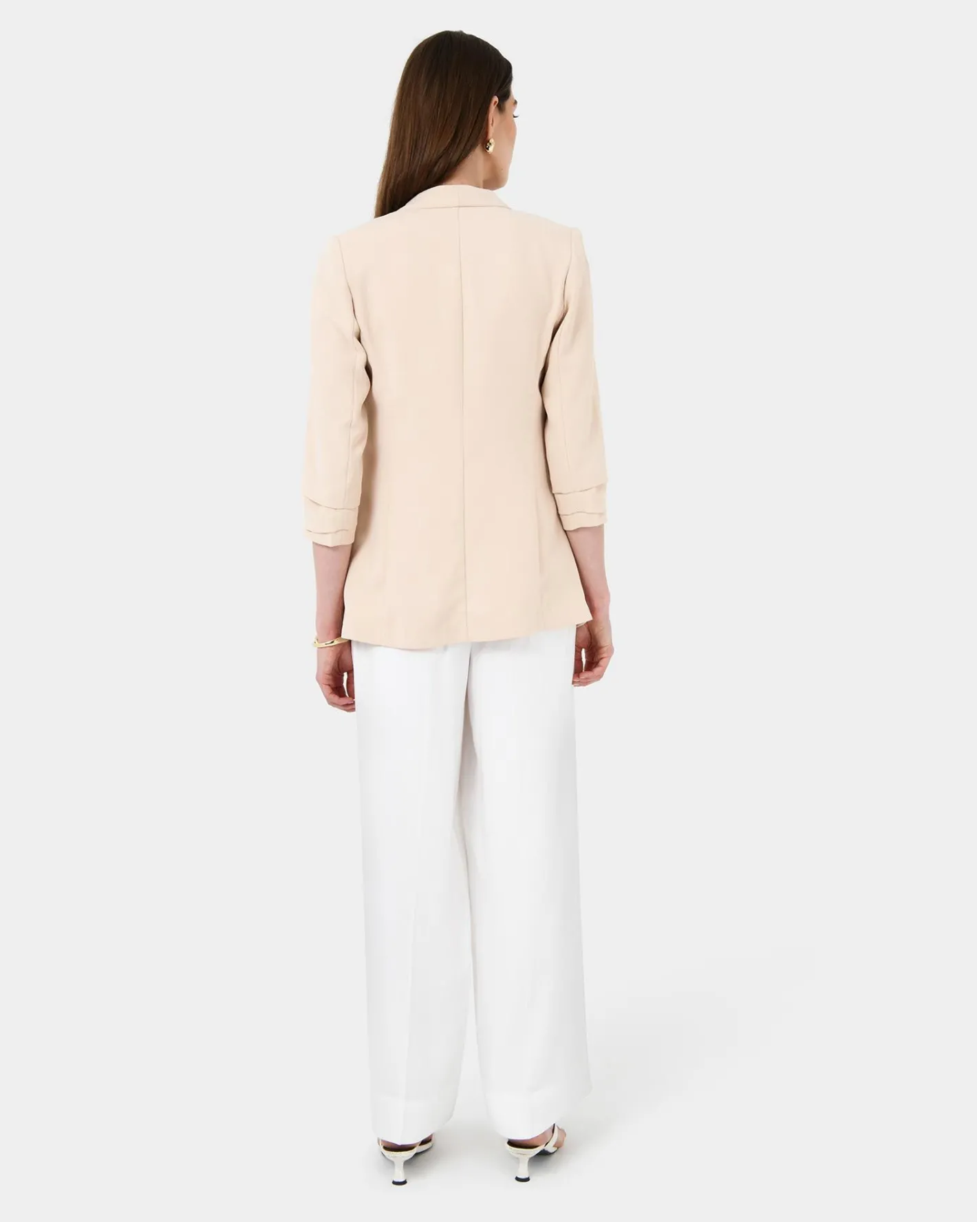 Forcast Carter 2 Collarless Blazer Ecru Outlet