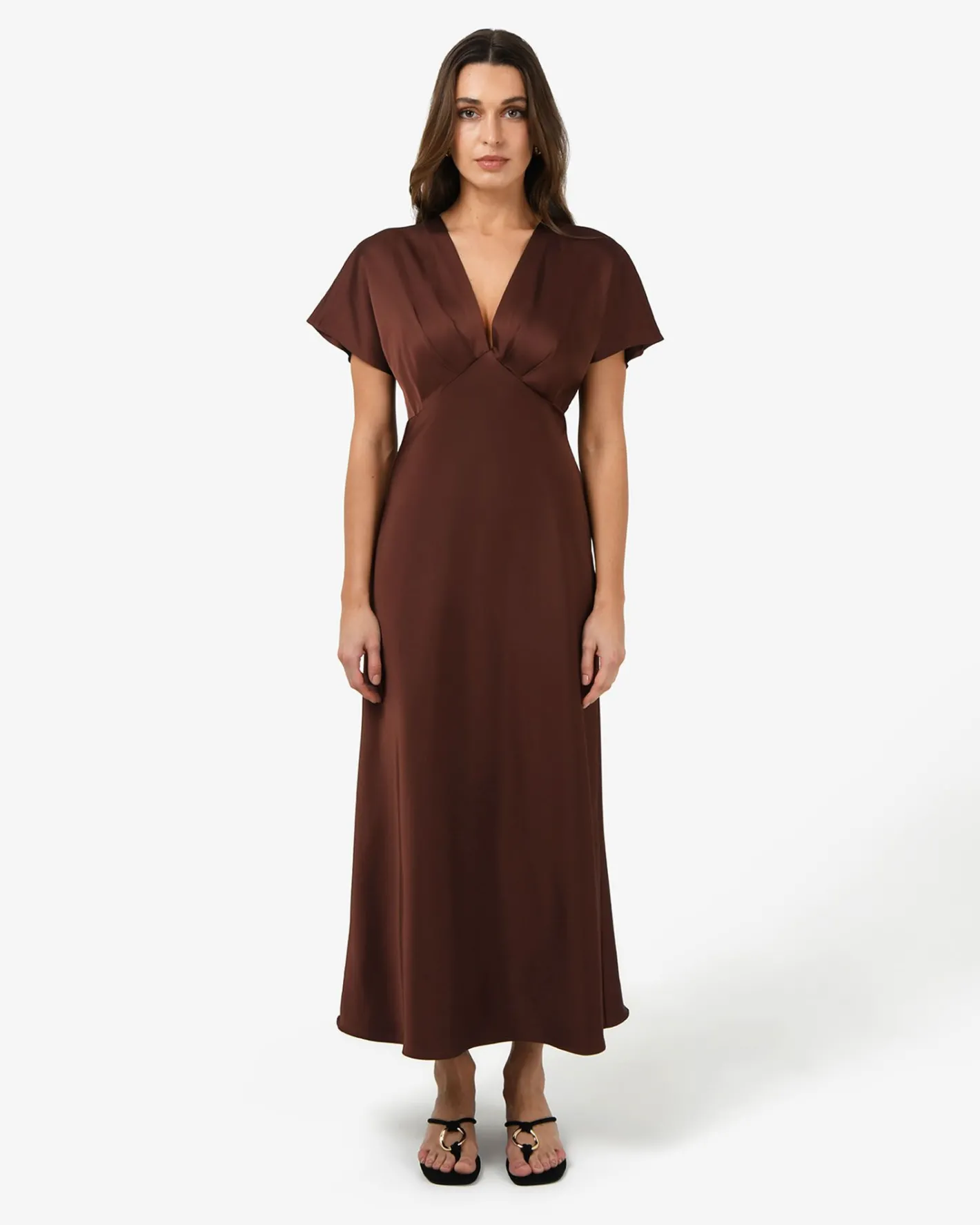 Forcast Catalina V-neck Satin Dress Brick Outlet