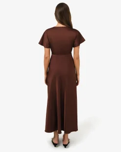 Forcast Catalina V-neck Satin Dress Brick Outlet