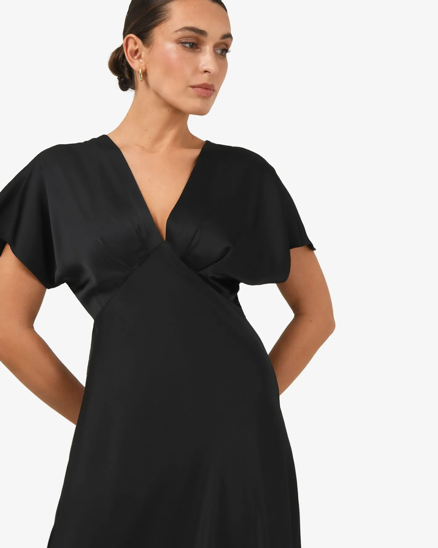 Forcast Catalina V-neck Satin Dress Black Outlet