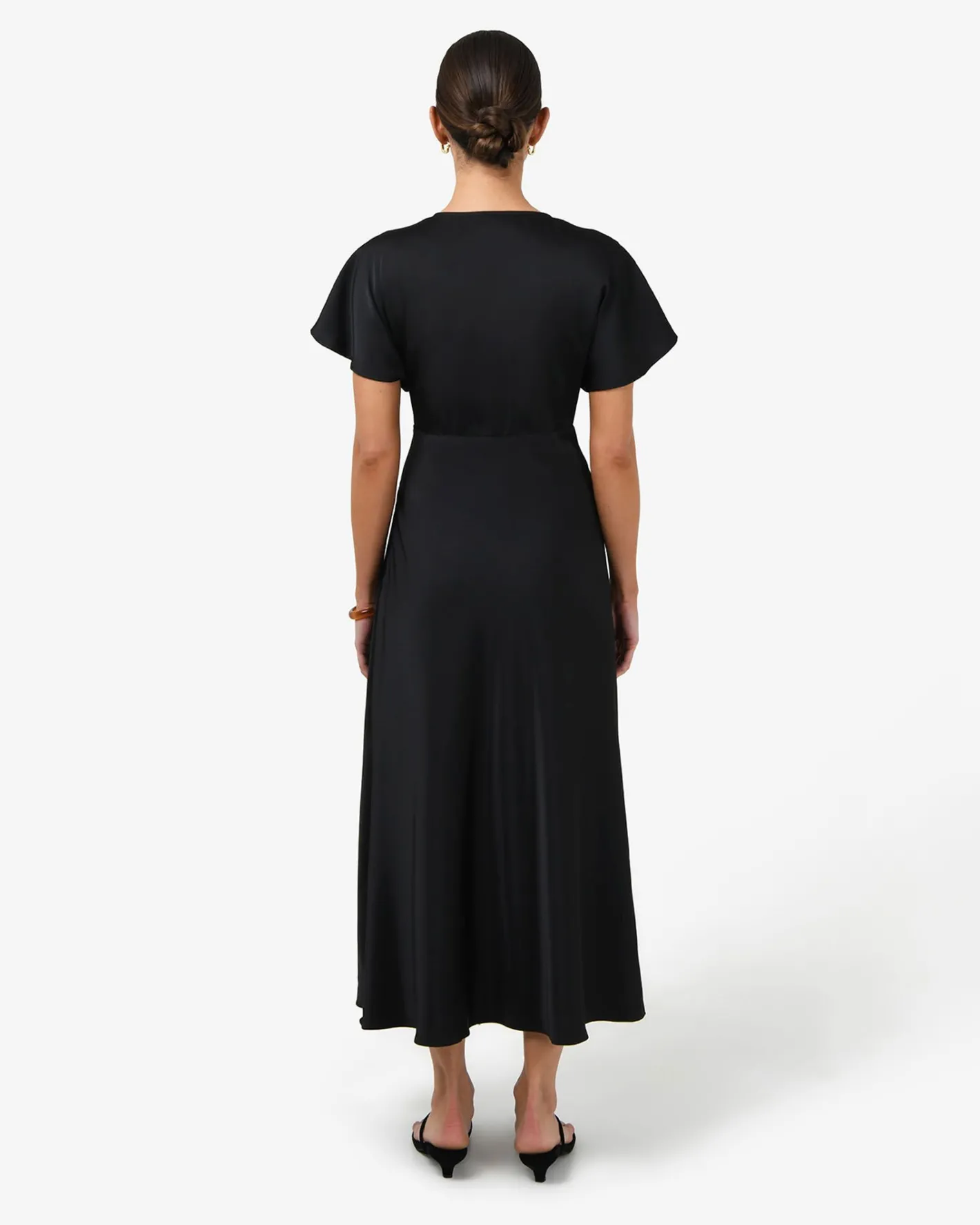 Forcast Catalina V-neck Satin Dress Black Outlet