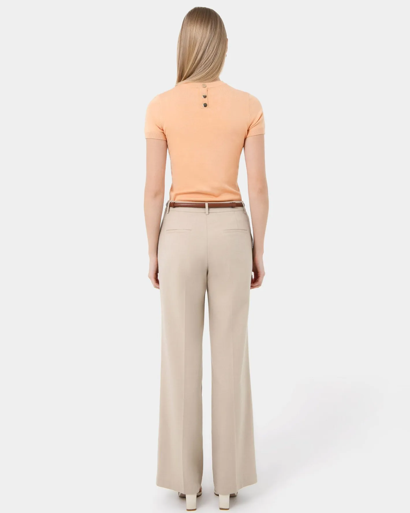 Forcast Catherine Short Sleeve Knit Coral Cream Clearance