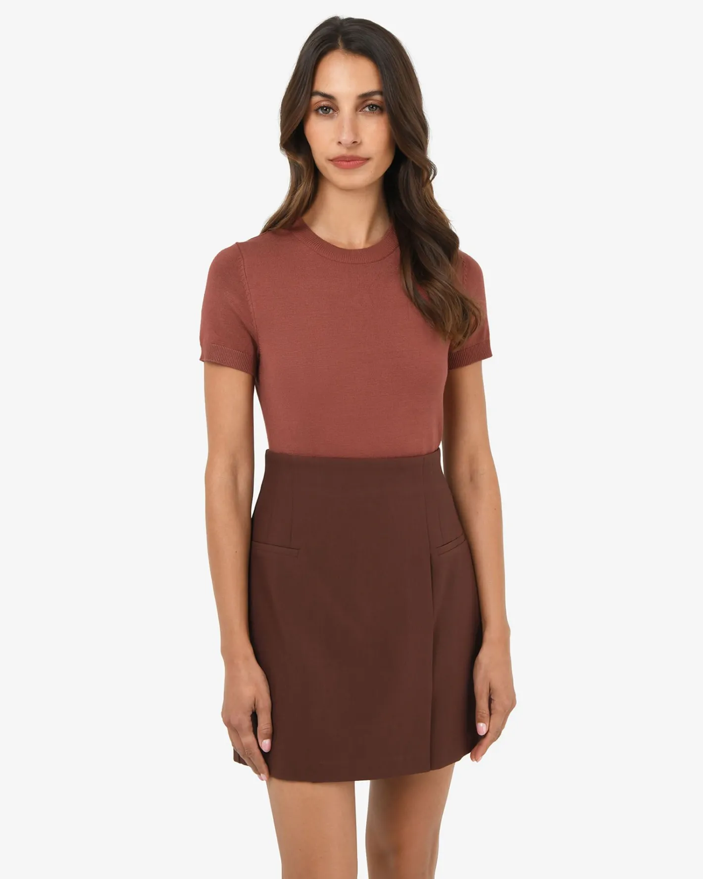 Forcast Catherine Short Sleeve Knit Clay New