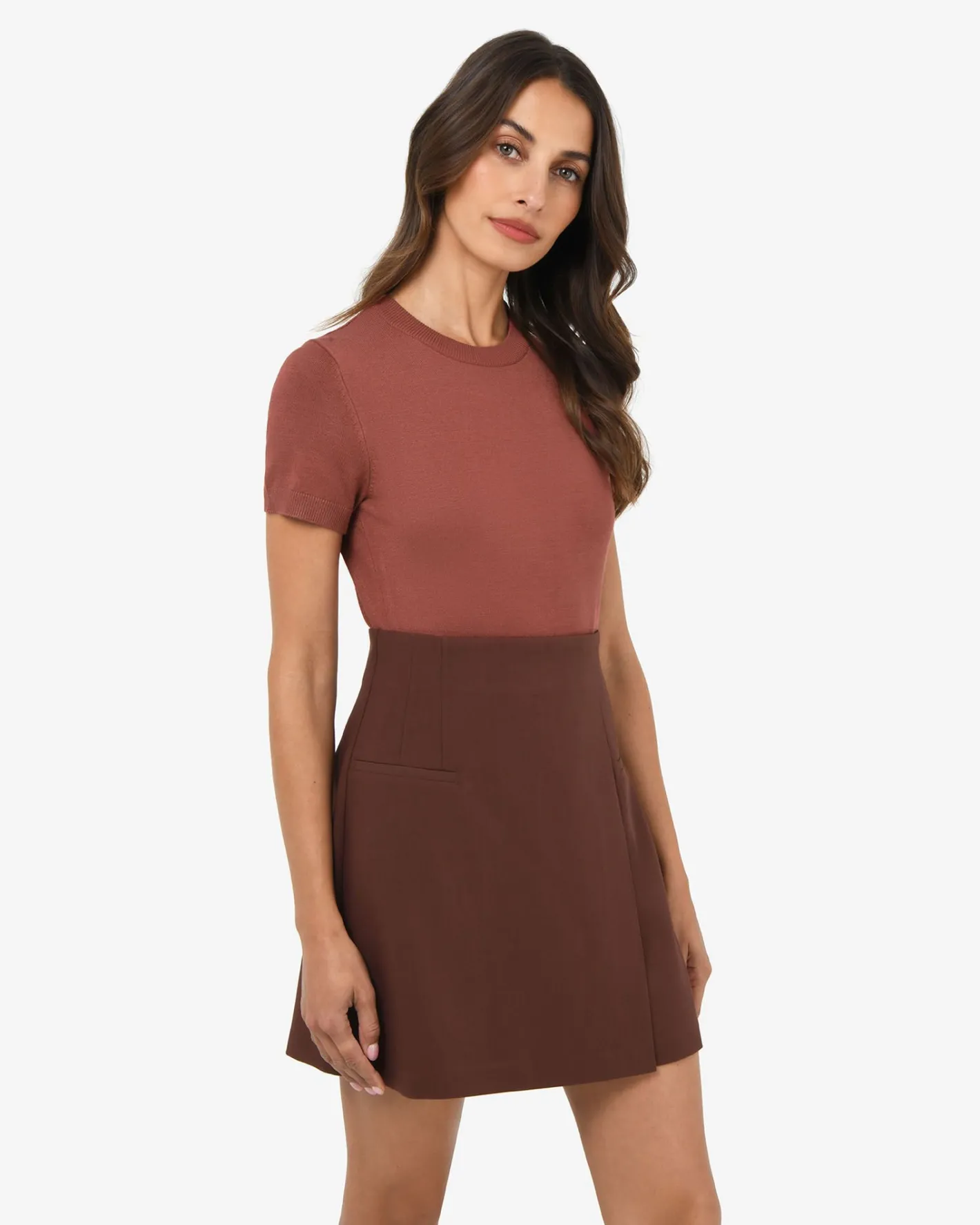 Forcast Catherine Short Sleeve Knit Clay New