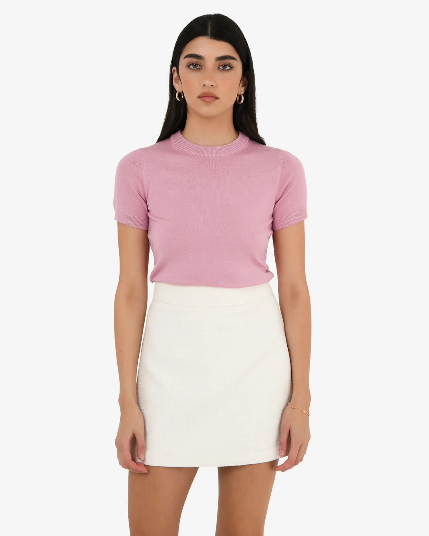 Forcast Catherine Short Sleeve Knit Pink Nectar New
