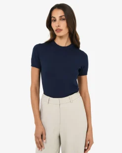 Forcast Catherine Short Sleeve Knit Navy Online