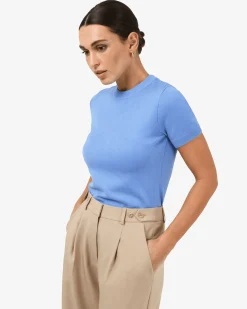 Forcast Catherine Short Sleeve Knit Periwinkle Online