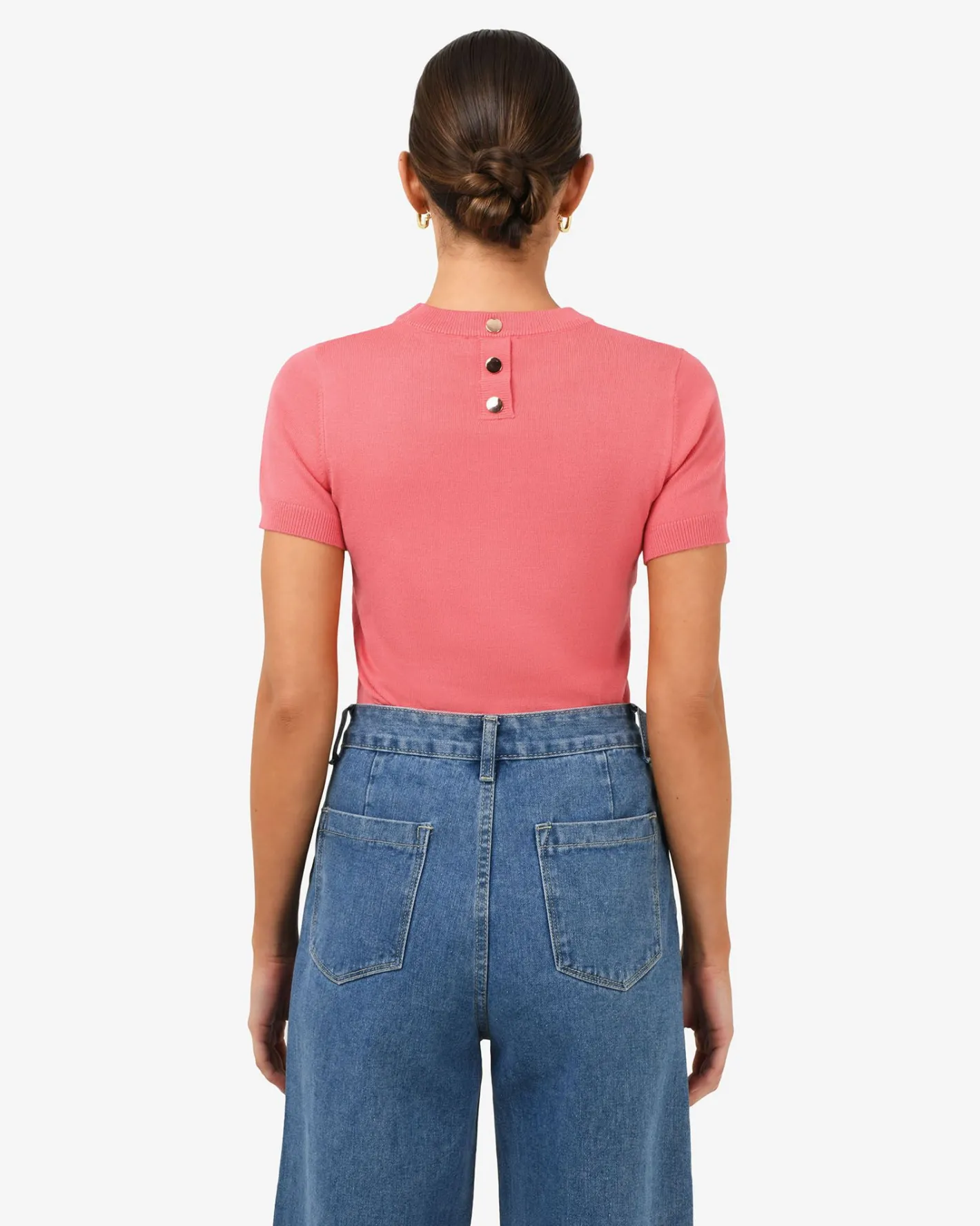 Forcast Catherine Short Sleeve Knit Blush Coral Discount