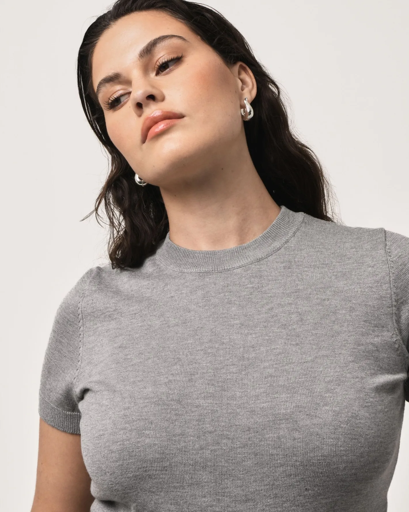 Forcast Catherine Short Sleeve Knit Light Grey Discount