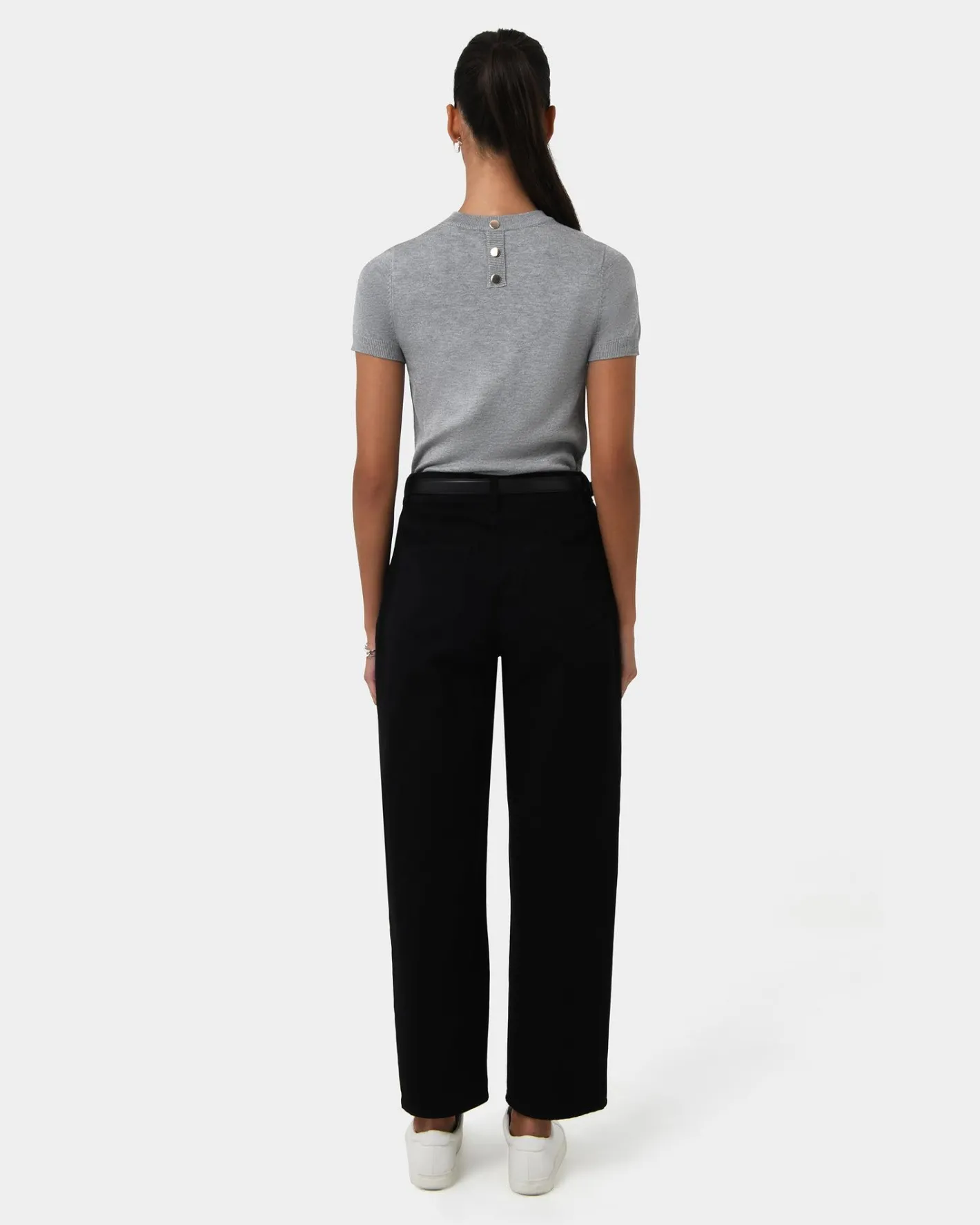 Forcast Catherine Short Sleeve Knit Light Grey Discount