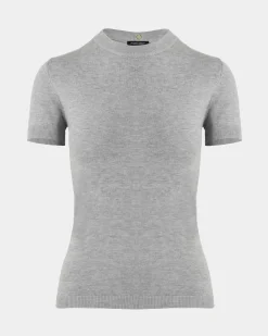 Forcast Catherine Short Sleeve Knit Light Grey Discount