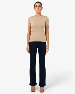 Forcast Catherine Short Sleeve Knit Beige New