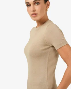 Forcast Catherine Short Sleeve Knit Beige New