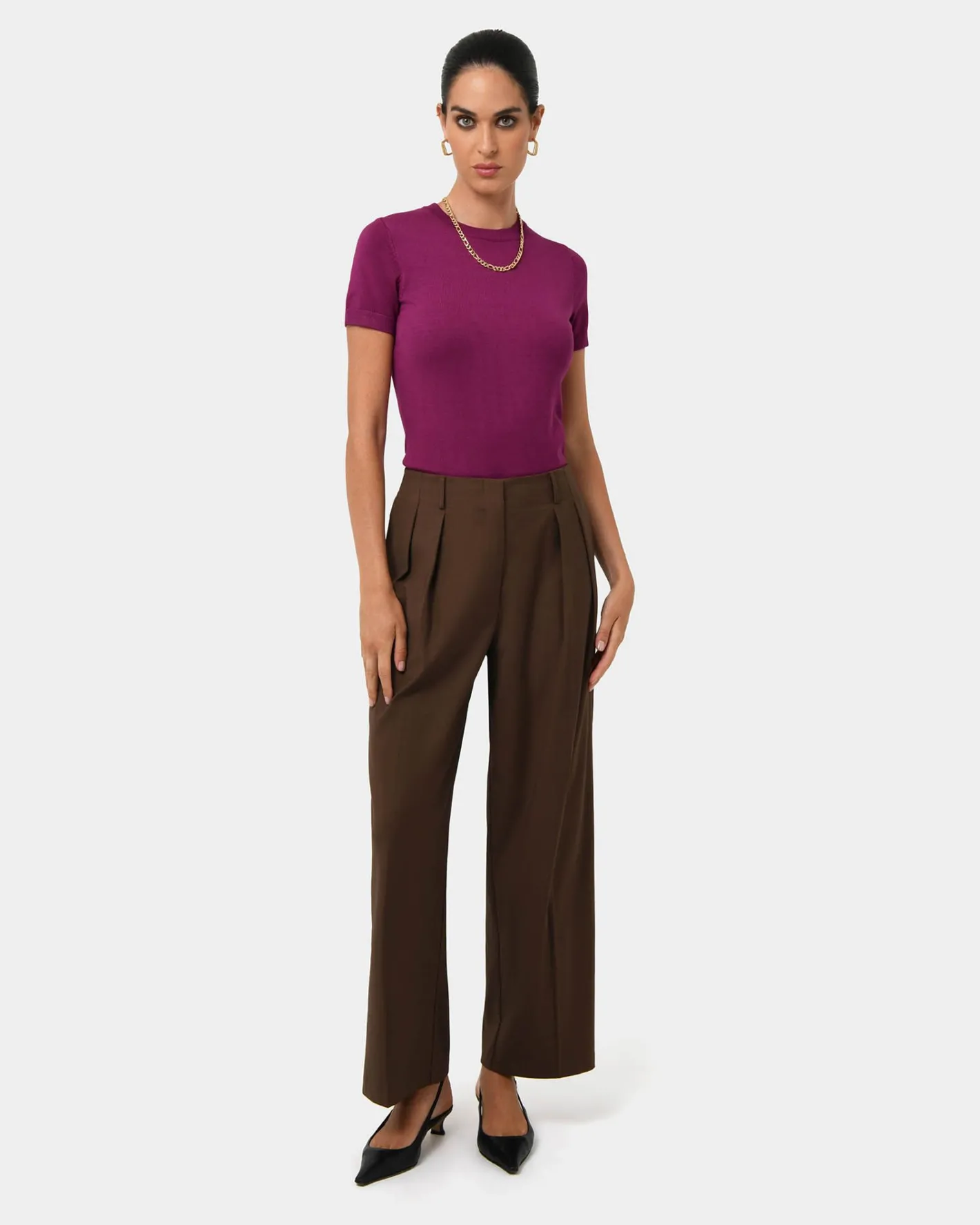 Forcast Catherine Short Sleeve Knit Berry New